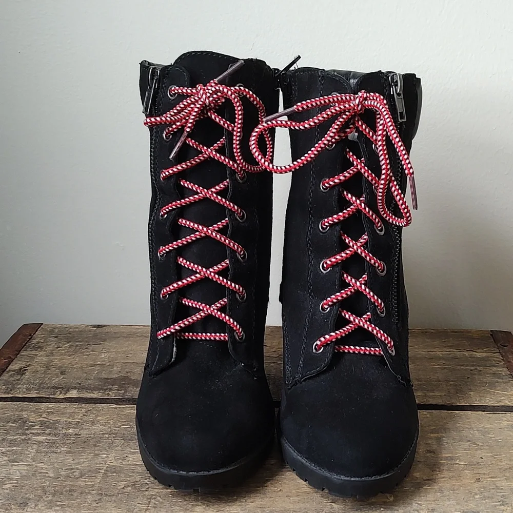 Upcycled! Fun Painted Rainbow Heel Chunky Vegan Booties Size 8 - Picture 5 of 14